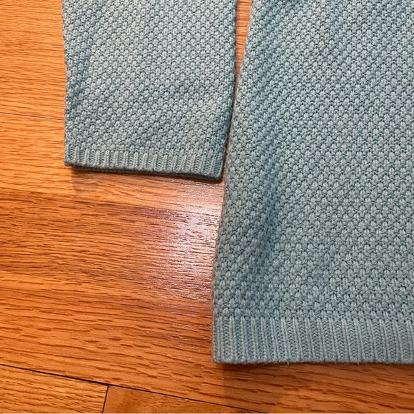 Women's Pullover Sweater Boat Neck Cable Yoke Tuck-Stitch Teal Acrylic Lg Soft - Picture 5 of 7